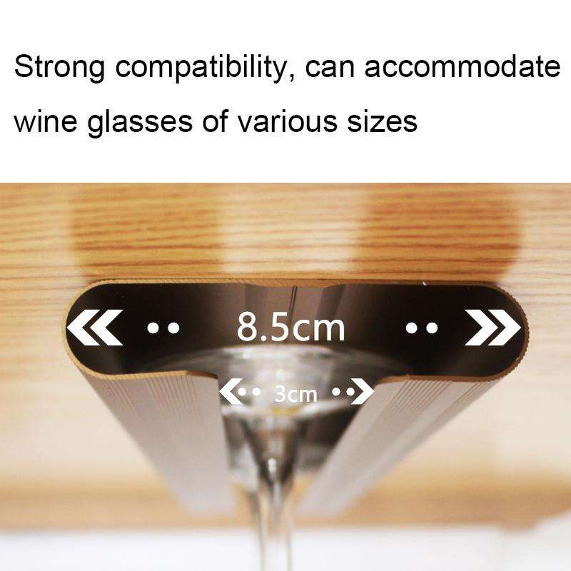 Living Room Punch-free Aluminum Alloy Wine Glass Rack Kitchen Wine Glass Hanger(Black)