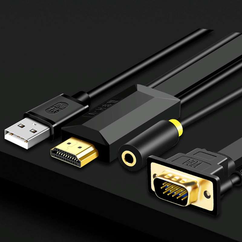 5m JH HV10 1080P HDMI to VGA Cable Projector TV Box Computer Notebook Industrial Display Adapter ...
