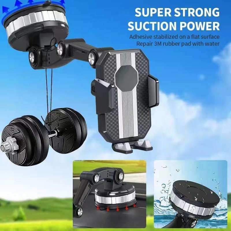 X-0566 Big Suction Cup Car Phone Holder Center Console Phone Holder(Black Gray)