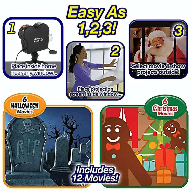 Christmas Halloween Laser Projector Mini Window Home Theater Projector, Plug Type:US Plug