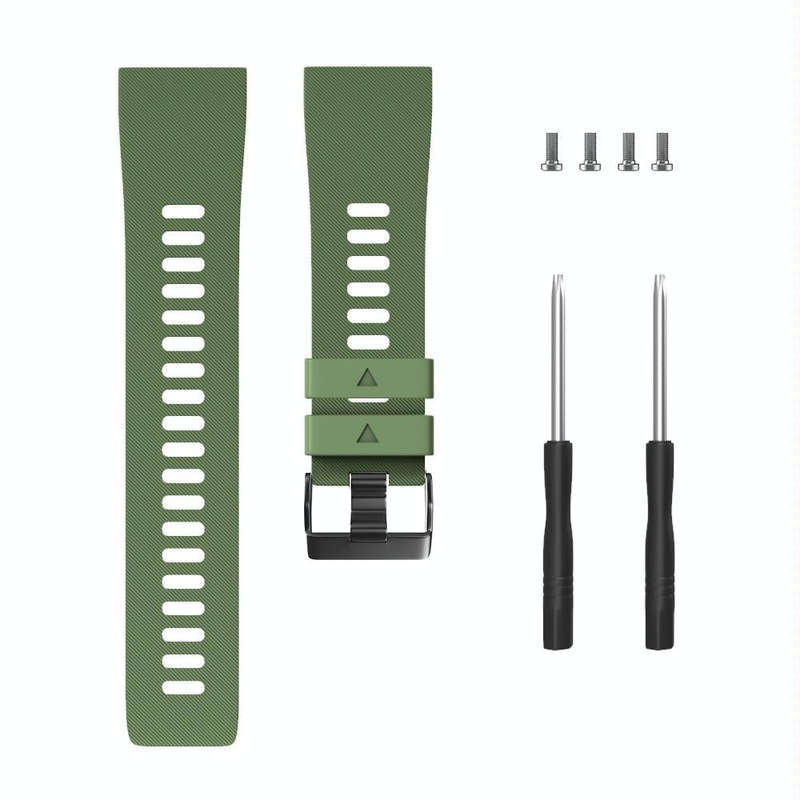 For Garmin Forerunner 35 Black Buckle Silicone Watch Band(Army Green)