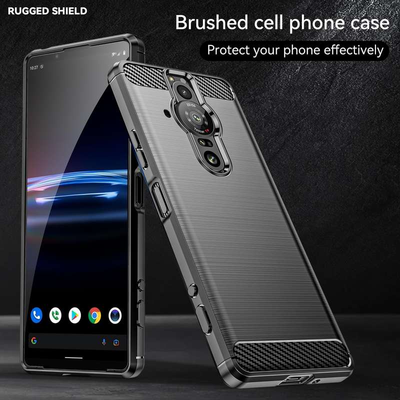 For Sony Xperia Pro-I Brushed Texture Carbon Fiber TPU Phone Case(Black)