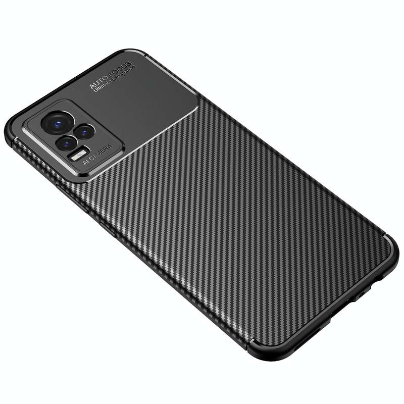 For vivo Y33S Carbon Fiber Texture Shockproof TPU Case(Black)