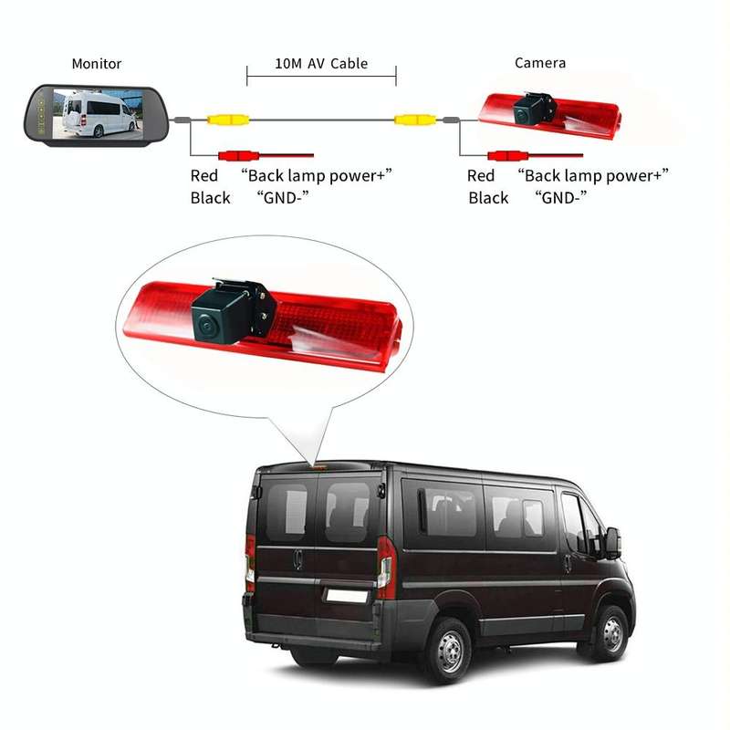 PZ476 Car Waterproof 170 Degree Brake Light View Camera + 7 inch Rearview Monitor for Volkswagen ...