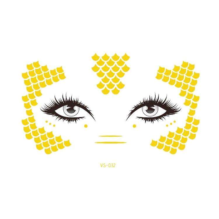 20 PCS Waterproof Bronzing Face Tattoo Stickers Party Masquerade Face Stickers(VS-032)