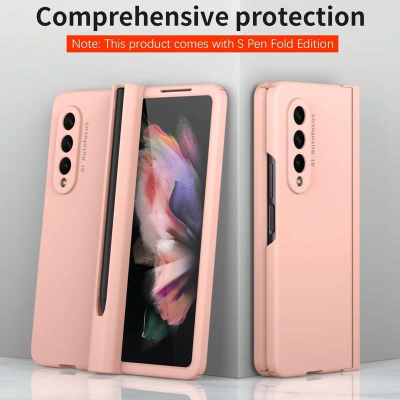For Samsung Galaxy Z Fold3 5G Macaron Hinge Phone Case with Stylus Pen Fold Edition & Protective ...