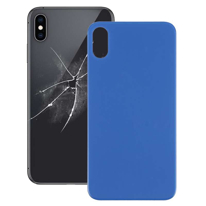 Easy Replacement Big Camera Hole Glass Back Battery Cover for iPhone X / XS(Blue)