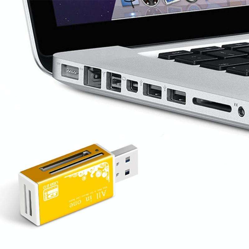 Multi in 1 Memory SD Card Reader for Memory Stick Pro Duo Micro SD,TF,M2,MMC,SDHC MS Card(Gold)