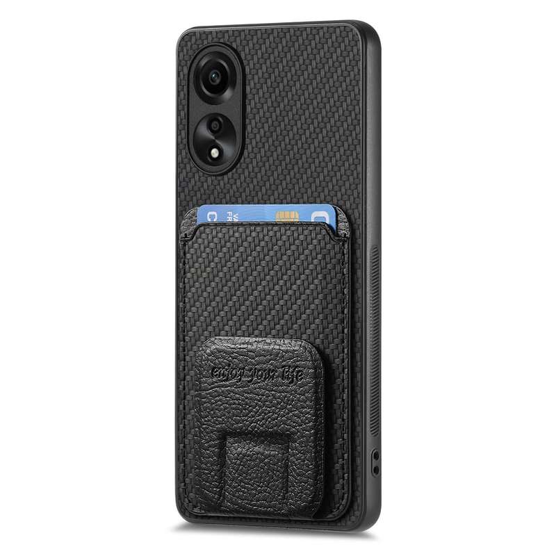 For OPPO A79 5G Carbon Fiber Card Bag Fold Stand Phone Case(Black)
