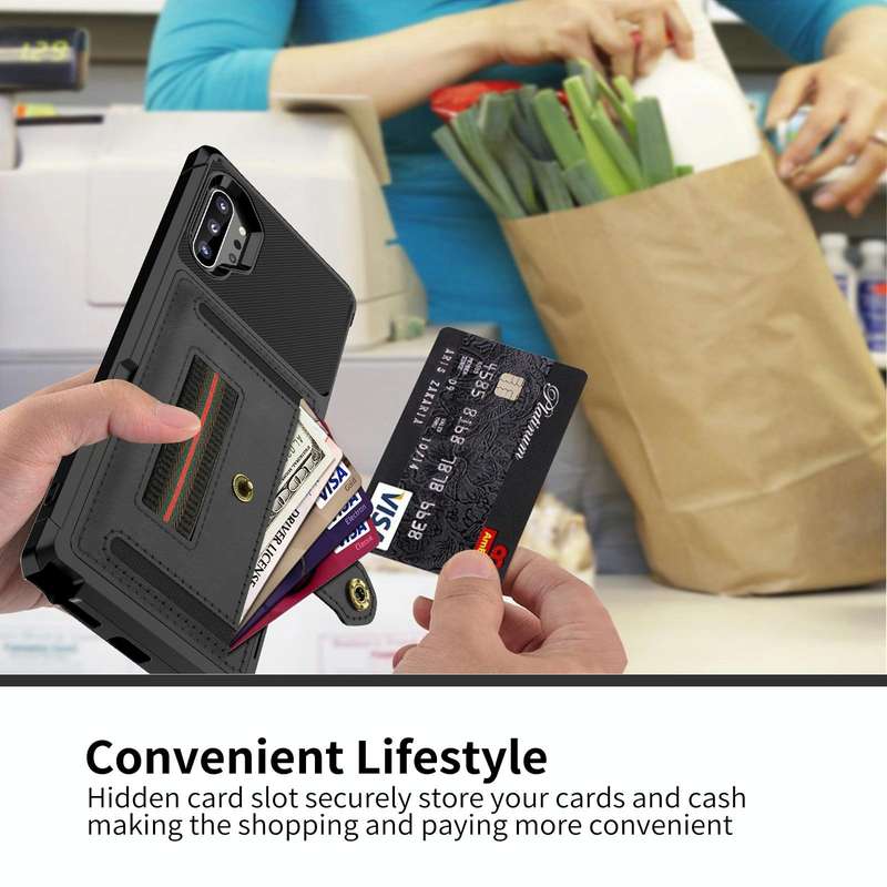 For Samsung Galaxy Note10+ ZM06 Card Bag TPU + Leather Phone Case(Black)