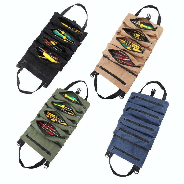 Car Canvas Tool Hanging Bag Electrician Package Car Tool Bag(Black)