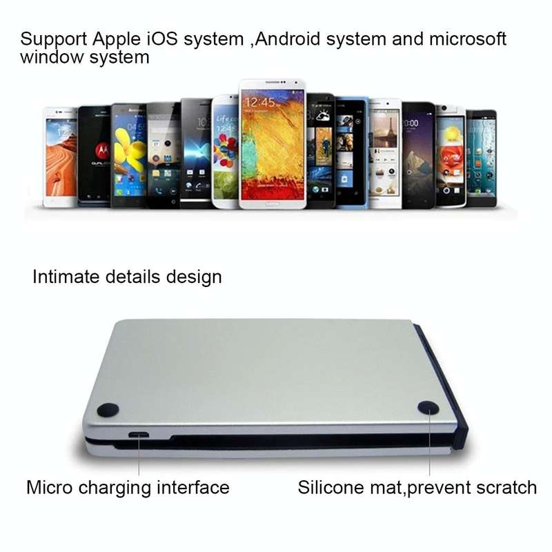 F66 Foldable Bluetooth Wireless 66 Keys Keyboard, Support Android / Windows / iOS (Silver)