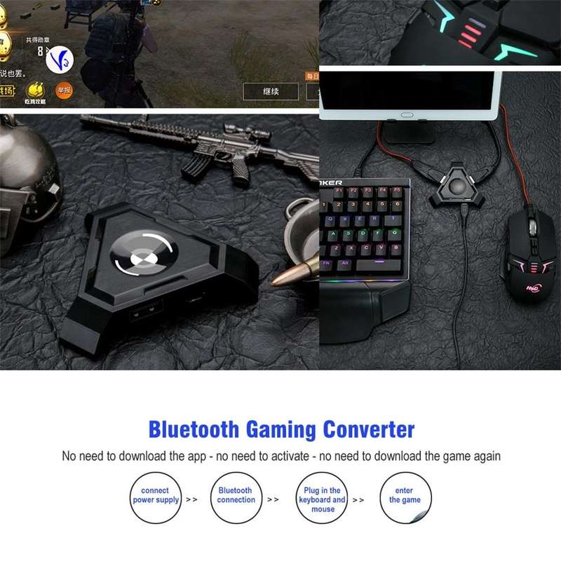 HXSJ P5 Bluetooth 4.1 Keyboard Mouse Bluetooth Gaming Converter, Can Not Be Pressed Version(Black)
