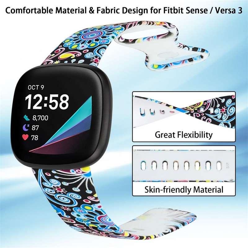 For Fitbit Versa 3 Printing Watch Band, Size:L(E)