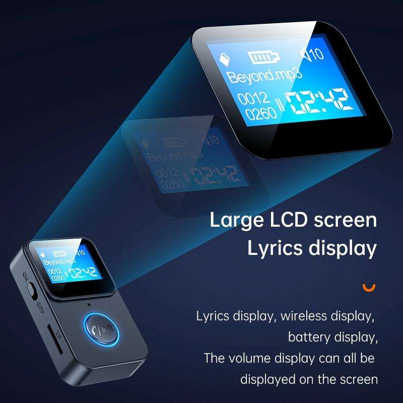 C33 Bluetooth 5.0 Audio Receiver Transmitter Portable MP3 Player with LCD Display Support Remote ...