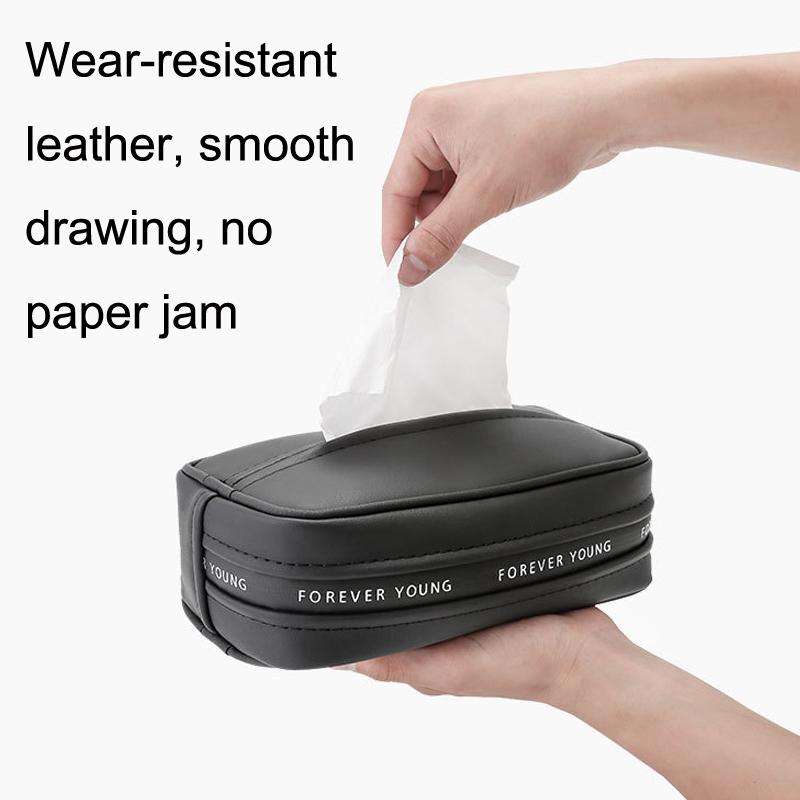 Multifunctional Car Chair Back Hanging Tissue Box(Black)