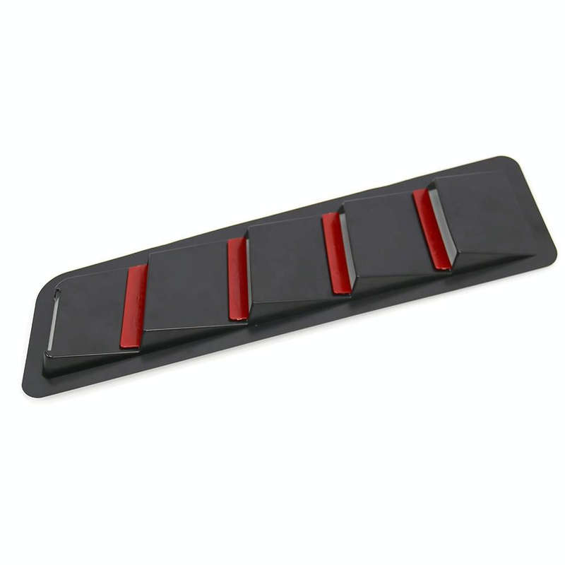 SSW007A-BK-R Black 2 in 1 Car Air Intake Scoop Bonnet Hood Vent Louver Cooling Panel Trim Set