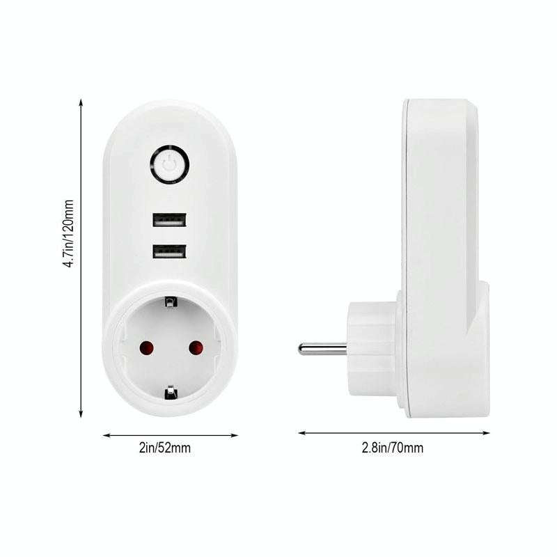 ZigBee 3.0 Dual USB Smart Socket Switch, EU Plug (White)