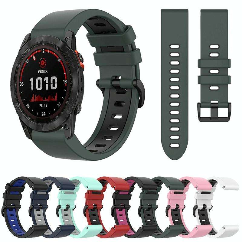 For Garmin Fenix 7X Solar 26mm Silicone Sports Two-Color Watch Band(Red+Black)