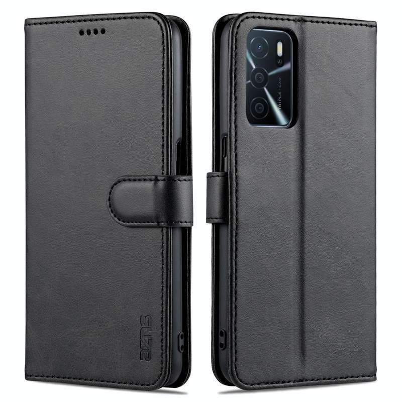 For OPPO A16 AZNS Skin Feel Calf Texture Horizontal Flip Leather Case with Card Slots & Holder & ...