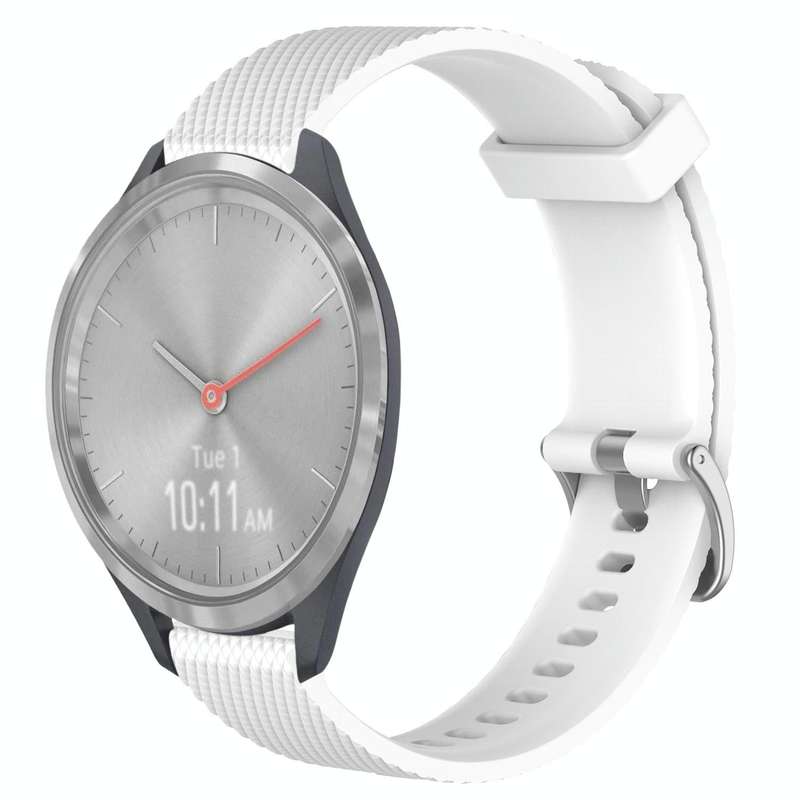 For Garmin Vivomove 3S 18mm Diamond Textured Silicone Watch Band(White)