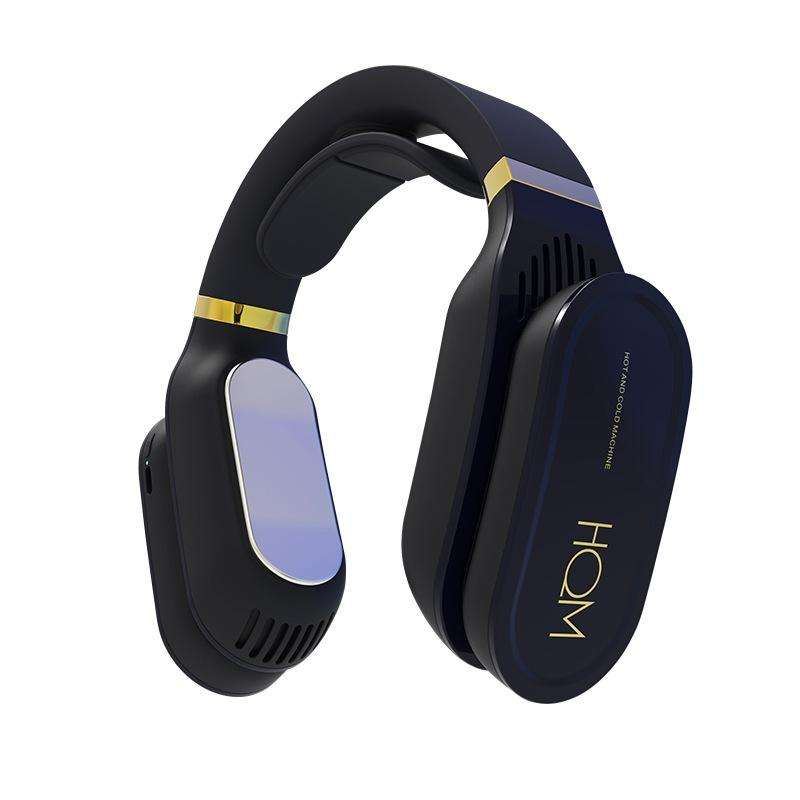 LB02 Hanging Neck Cooler and Warmer USB Portable Leafless Leaf Hanging Neck Fan(Navy Blue)