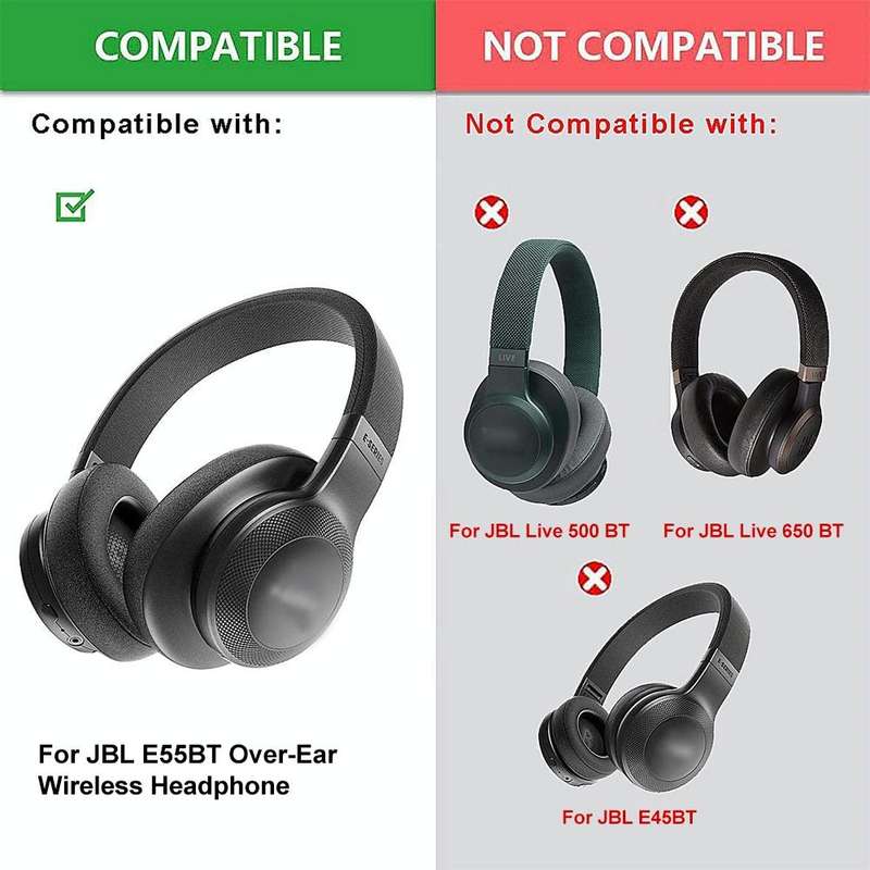 1 Pair For JBL E55BT Headphone Cover Foam Cover(Black)