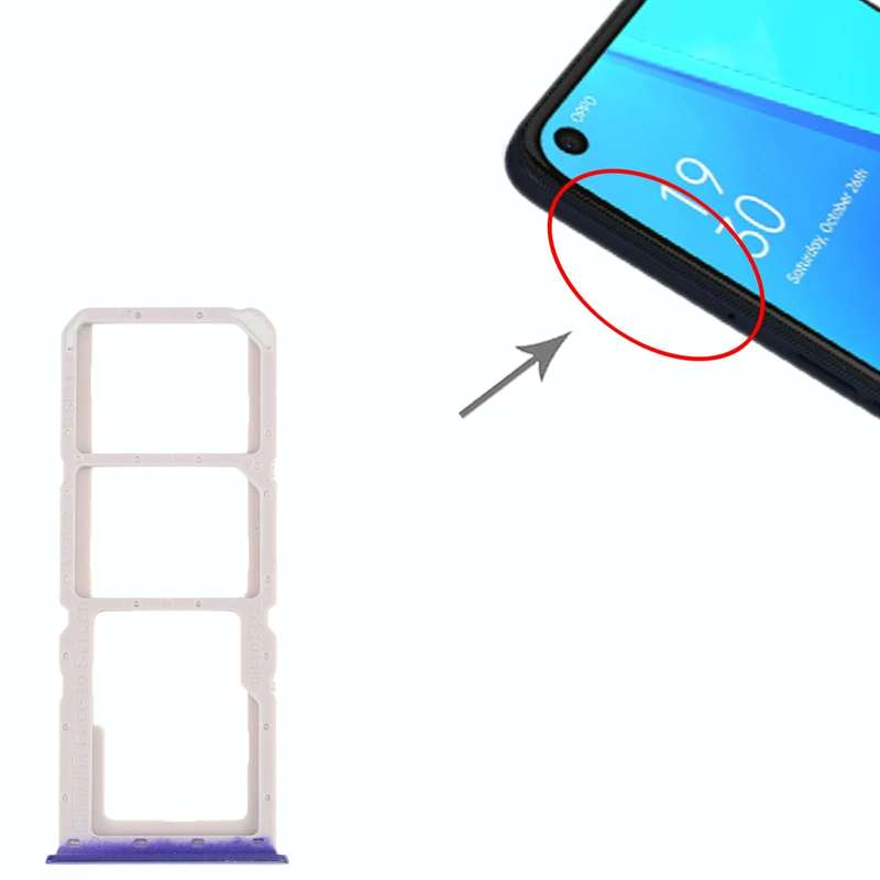 For OPPO A52 4G SIM Card Tray + SIM Card Tray + Micro SD Card Tray (Blue)