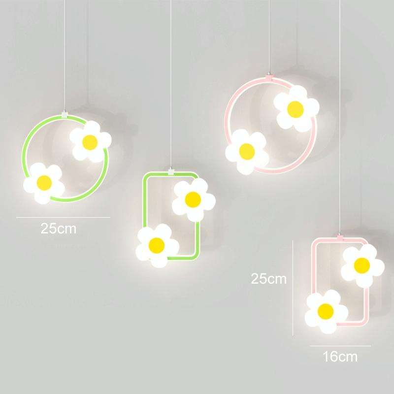 Children Room Bedside Warm Sunflower Chandelier, Color: Round Pink 3 Color Dimmer