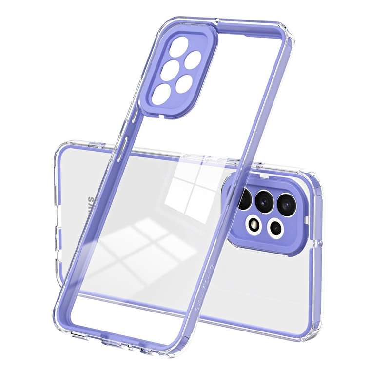 For Samsung Galaxy A53 5G 3 in 1 Clear TPU Color PC Frame Phone Case(Purple)