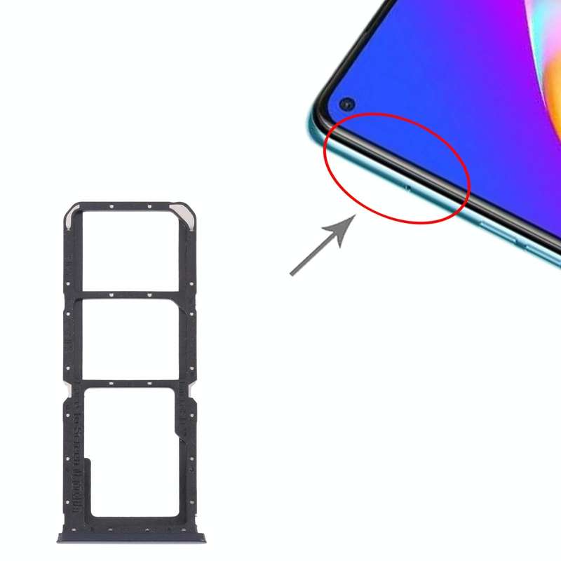 For OPPO A54 CPH2239 / A55 4G SIM Card Tray + SIM Card Tray + Micro SD Card Tray(Black)