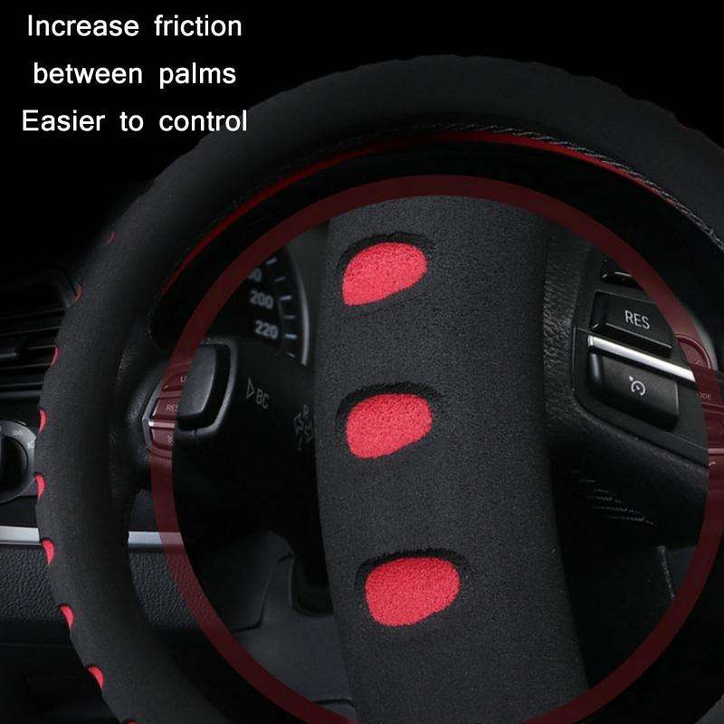 Sports Punched EVA Car Steering Wheel Cover, Size: 38cm(Red)