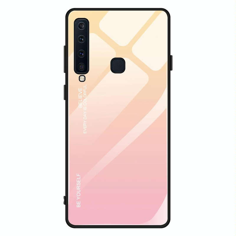 For Galaxy A9 (2018) Gradient Color Glass Case(Yellow)