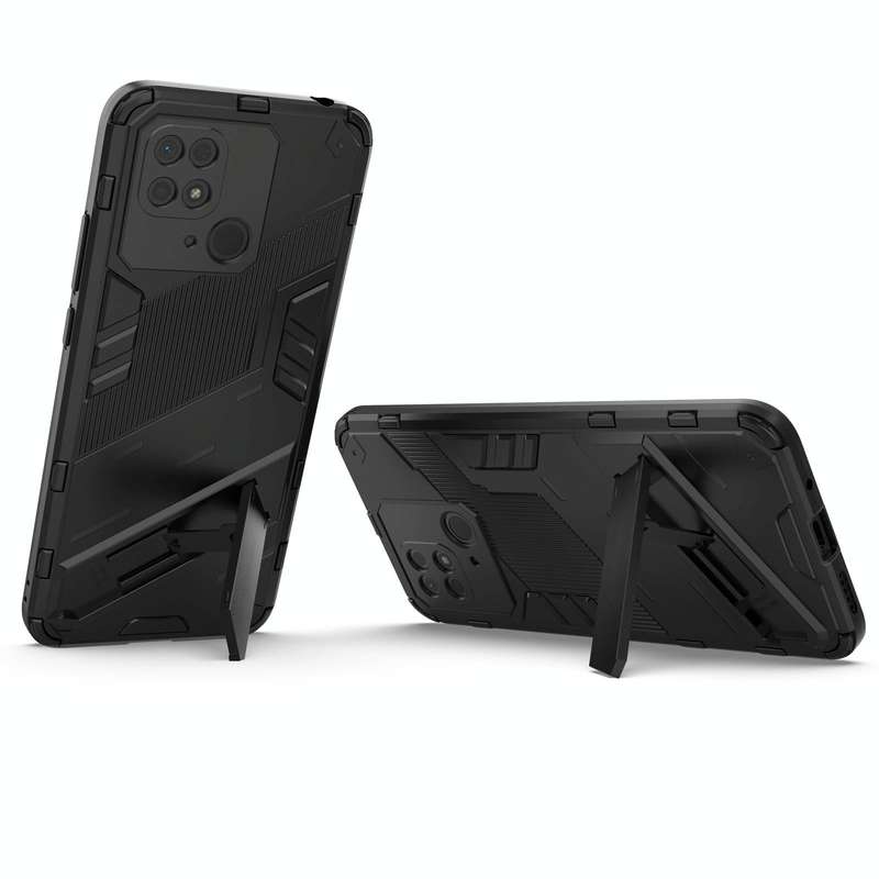For Xiaomi Redmi 10C 4G Punk Armor PC + TPU Phone Case with Holder(Black)