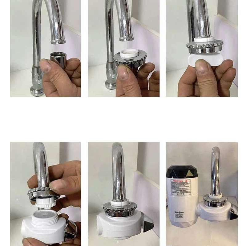 Zoosen Electric Hot Water Faucet Connection Type Instant Hot Water Faucet EU Plug, Style:White