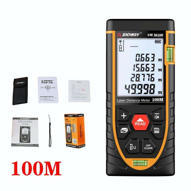 SNDWAY SW-M100 Laser Distance Meter Infrared Measuring Instrument, Distance: 100m