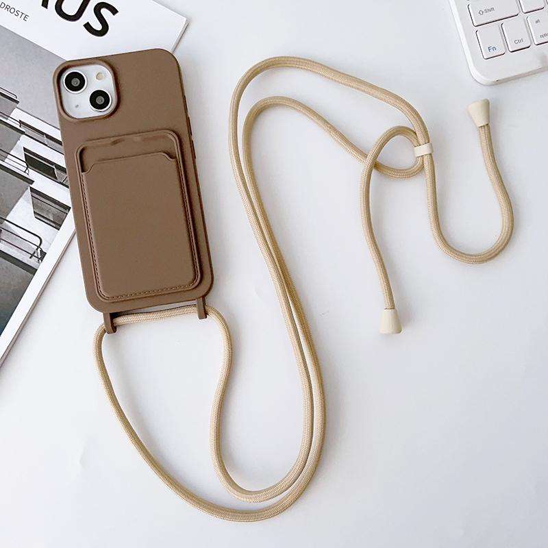 For iPhone 14 Pro Crossbody Lanyard Elastic Silicone Card Holder Phone Case(Dark Grey)