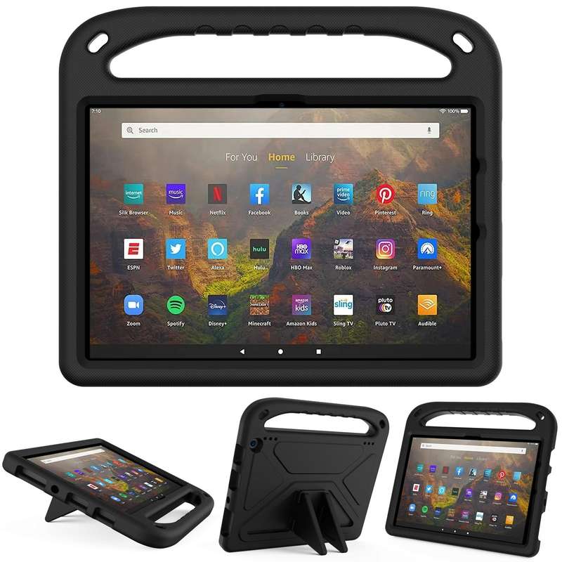 For Amazon Fire HD 10 2021 Handle Portable EVA Shockproof Anti Falling Protective Case with Trian...