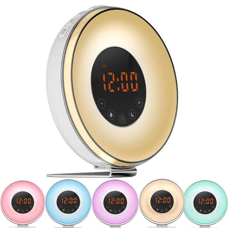 Simulated Sunrise And Sunset Sleep Light Alarm Clock with FM Radio(EU Plug)