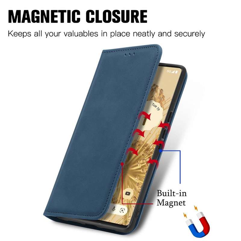 For Google Pixel 6 Pro Retro Skin Feel Business Magnetic Horizontal Flip Leather Case With Holder...