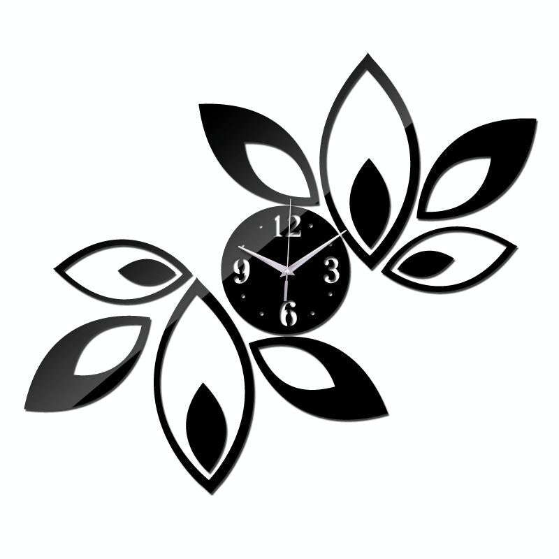 Flower Art Modern Design DIY Removable 3D Crystal Mirror Wall Clock Wall Sticker Living Room Bedr...