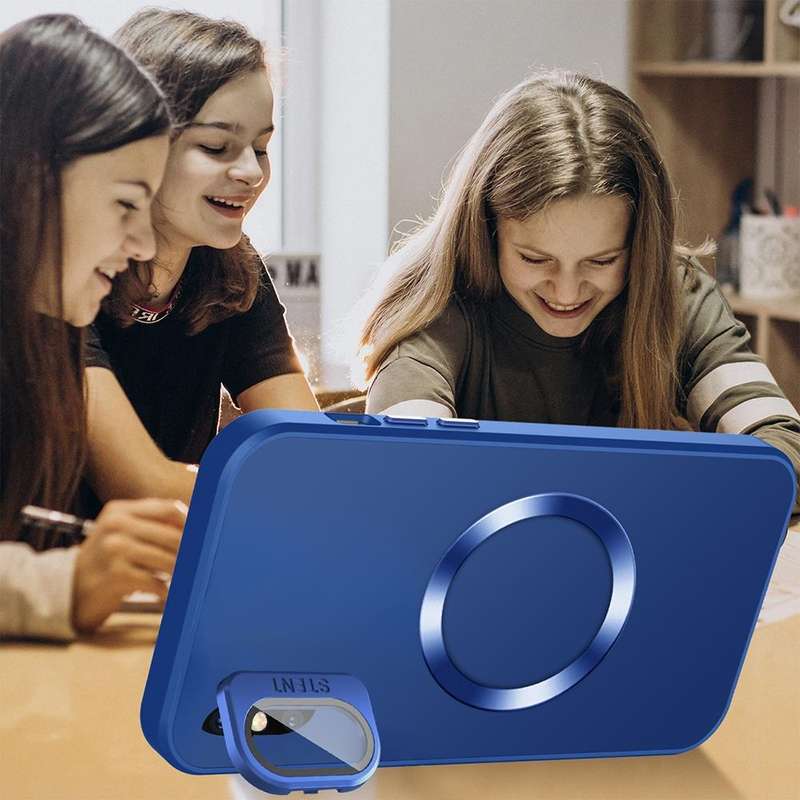 For iPhone X / XS Skin Feel Magnifier MagSafe Lens Holder Phone Case(Purple)