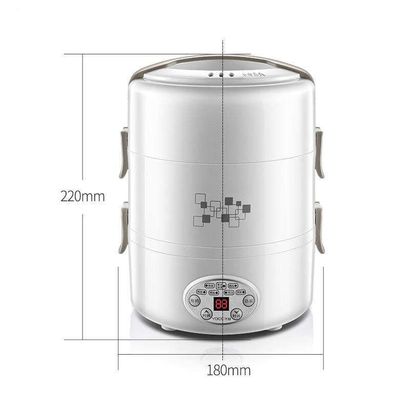 Yoice 220V Multi-function Electric Lunch Box Three-layer Stainless Steel Inner Rice Cooker, CN Pl...