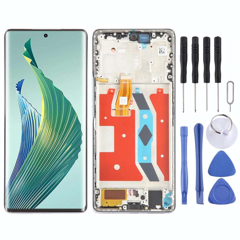 For Honor Magic5 Lite Original LCD Screen Digitizer Full Assembly with Frame (Silver)