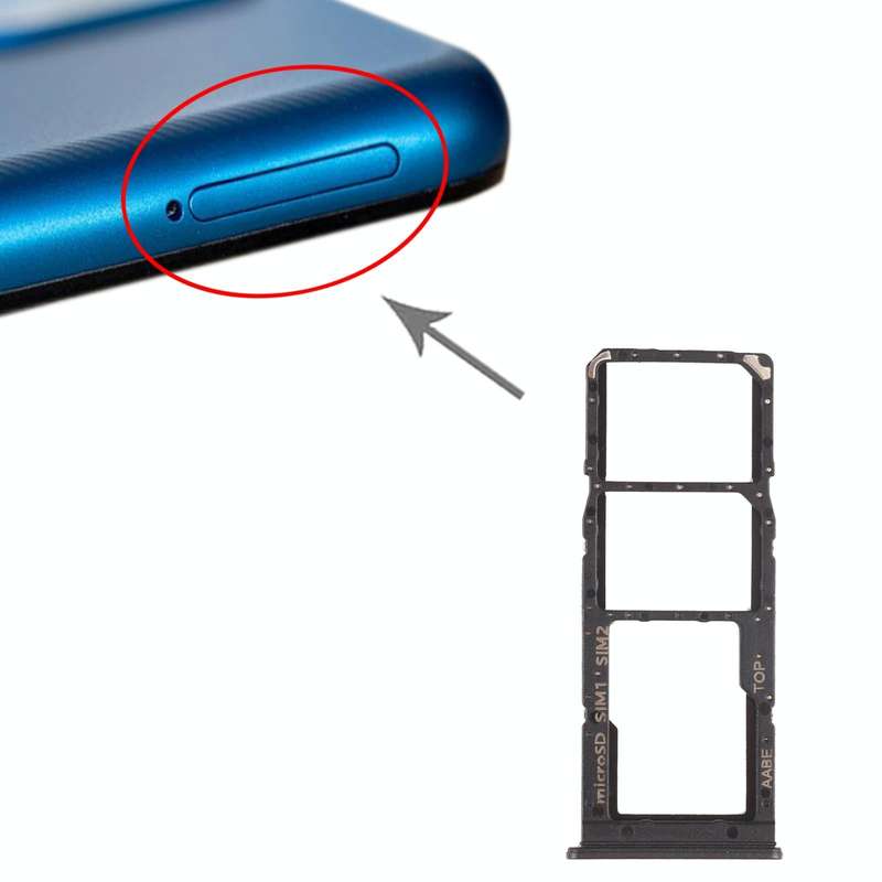 For Samsung Galaxy A12 SM-A125 SIM Card Tray + SIM Card Tray + Micro SD Card Tray (Black)