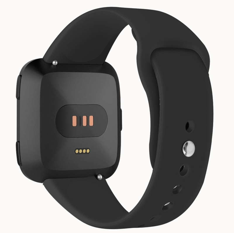For Fitbit Versa 2 / Fitbit Versa / Fitbit Versa Lite Solid Color Silicone Watch Band, Size:L(Black)