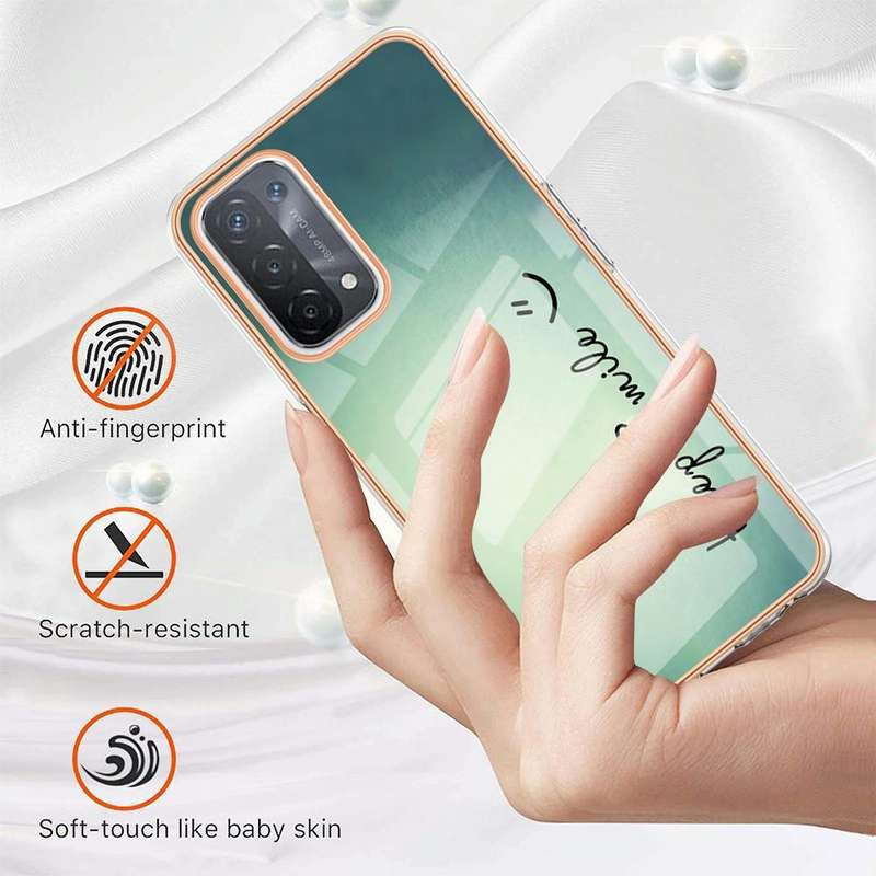 For OPPO A74 / A93 5G / A54 5G / A93s 5G Electroplating Marble Dual-side IMD Phone Case(Smile)