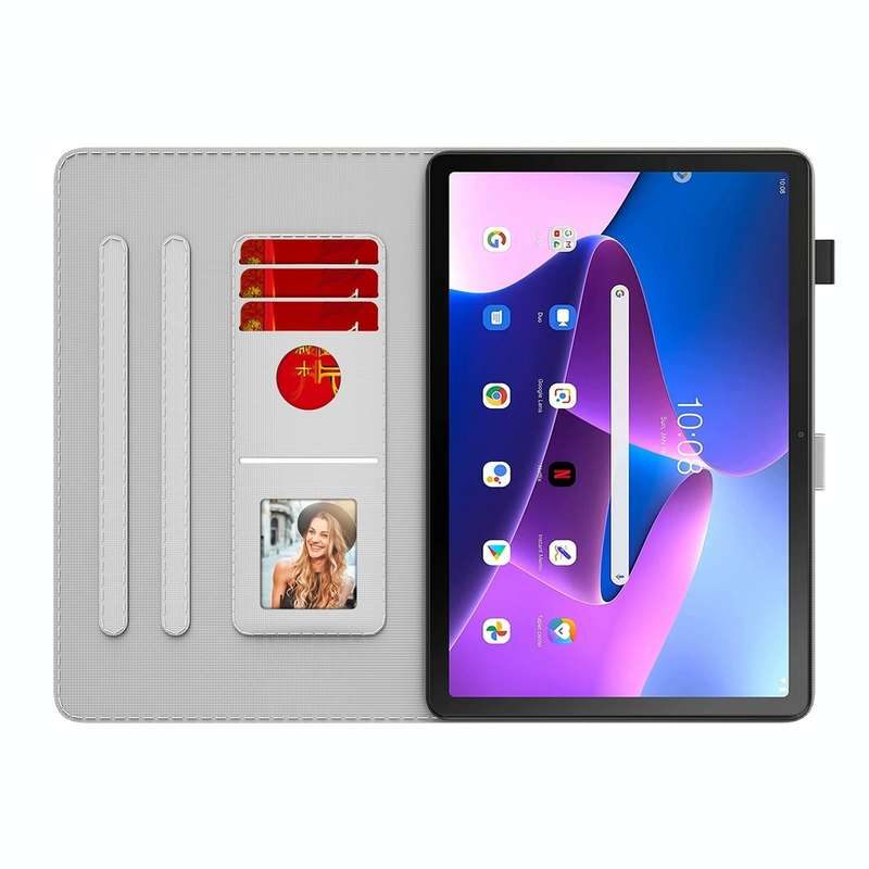 For Lenovo Tab M10 10.1 3rd Gen Watercolor Pattern Skin Feel Magnetic Leather Tablet Case(Berry)