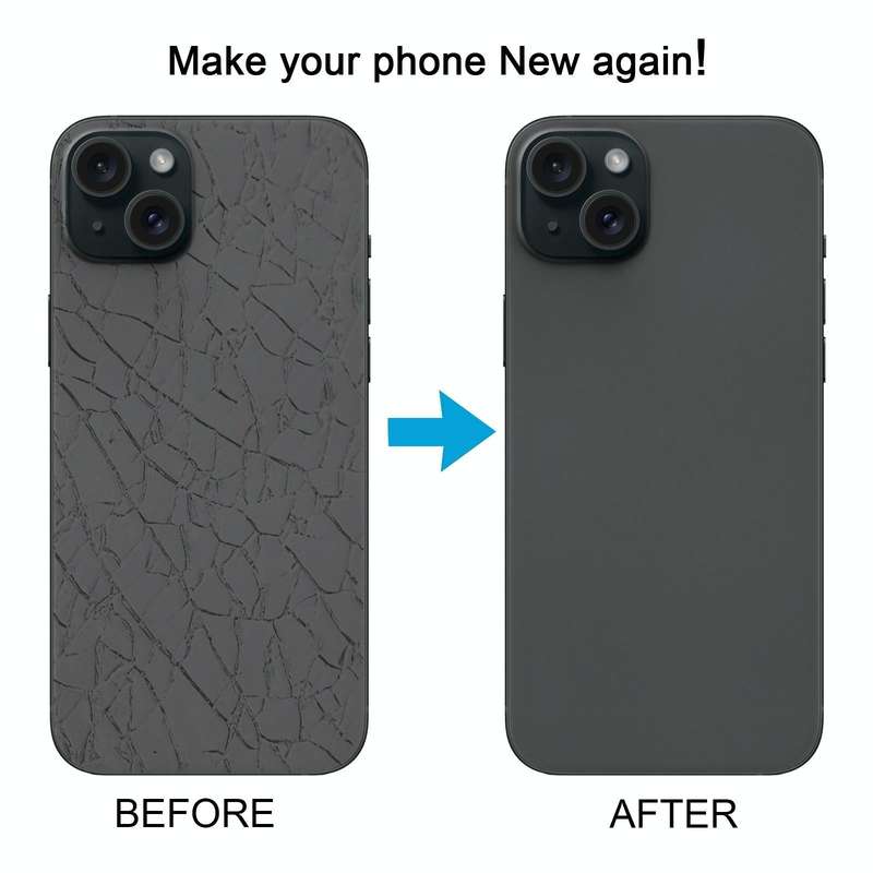 For iPhone 15 Plus Glass Battery Back Cover with Camera Lens Cover(Black)