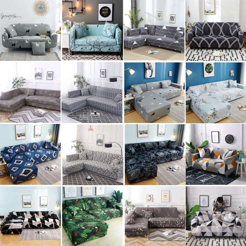 Fabric High Elastic All Inclusive Lazy Sofa Cover, Size: 4 Persons(Blog F)